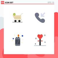 Set of 4 Vector Flat Icons on Grid for trolly lighter cart incoming event Editable Vector Design Elements