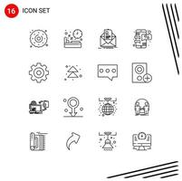 16 Universal Outlines Set for Web and Mobile Applications mobile phone conversation time chat email Editable Vector Design Elements