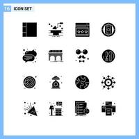 Pictogram Set of 16 Simple Solid Glyphs of railroad text webpage speech spa Editable Vector Design Elements