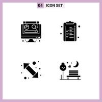 Universal Icon Symbols Group of 4 Modern Solid Glyphs of computer left business finance up right Editable Vector Design Elements