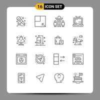 Universal Icon Symbols Group of 16 Modern Outlines of travel greek people classic artifact Editable Vector Design Elements