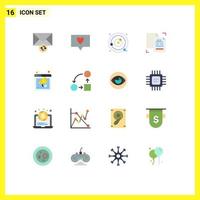 16 iconos creativos, signos y símbolos modernos de Internet, planetas duplicados que orbitan, copia de documentos, paquete editable de elementos creativos de diseño de vectores. vector