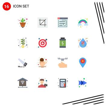 16 User Interface Flat Color Pack of modern Signs and Symbols of rainbow website tool web password Editable Pack of Creative Vector Design Elements