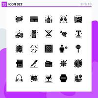 Universal Icon Symbols Group of 25 Modern Solid Glyphs of architecture drink payments wine glass drink Editable Vector Design Elements