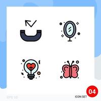 Mobile Interface Filledline Flat Color Set of 4 Pictograms of call bulb furniture office love Editable Vector Design Elements