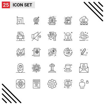 conjunto de 25 iconos de interfaz de usuario modernos signos de símbolos para tarjeta de análisis seo de computadora análisis seo elementos de diseño vectorial editables vector