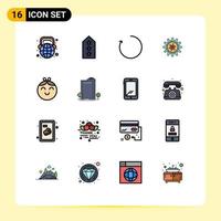 16 Universal Flat Color Filled Line Signs Symbols of baby setting tag gear rotate Editable Creative Vector Design Elements