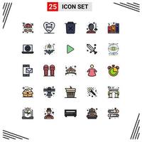 conjunto de 25 iconos de ui modernos símbolos signos para esgrima de espada madre hembra eliminar elementos de diseño vectorial editables vector