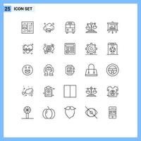 Stock Vector Icon Pack of 25 Line Signs and Symbols for bar decision auto business transport Editable Vector Design Elements