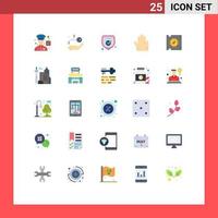 Pictogram Set of 25 Simple Flat Colors of architecture processor shield microchip hand Editable Vector Design Elements