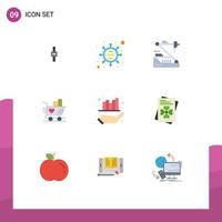 9 User Interface Flat Color Pack of modern Signs and Symbols of business weding future love robotics Editable Vector Design Elements