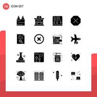 16 Thematic Vector Solid Glyphs and Editable Symbols of document content development denied ban Editable Vector Design Elements