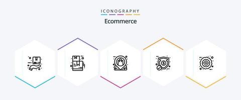 Ecommerce 25 Line icon pack including free. security. market. protection. money vector