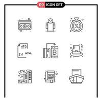 9 Creative Icons Modern Signs and Symbols of html development discount develop shopping Editable Vector Design Elements