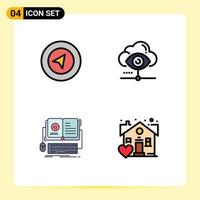 paquete de iconos de vector de stock de 4 signos y símbolos de línea para elementos de diseño de vector editable móvil de nube de ojo de libro electrónico de mapa