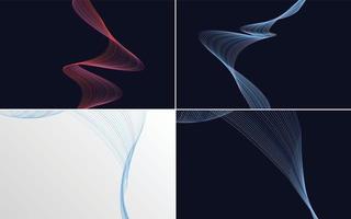 Set of 4 abstract waving line backgrounds to add flair to your design vector