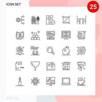 25 User Interface Line Pack of modern Signs and Symbols of web media supply crop hardware Editable Vector Design Elements