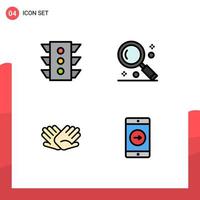 4 iconos creativos signos y símbolos modernos de luz ui navegación lupa manos elementos de diseño vectorial editables vector