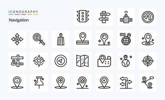 25 Navigation Line icon pack vector