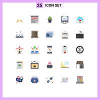 Set of 25 Modern UI Icons Symbols Signs for user cloud shelf account computer Editable Vector Design Elements