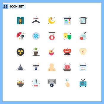 Editable Vector Line Pack of 25 Simple Flat Colors of snow website crescent browser ribbon Editable Vector Design Elements