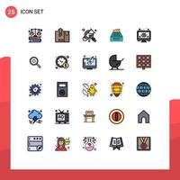 Modern Set of 25 Filled line Flat Colors Pictograph of database accounts logistic accounting search Editable Vector Design Elements