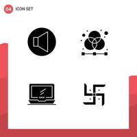 Set of 4 Modern UI Icons Symbols Signs for sound monitor creative graphic imac Editable Vector Design Elements