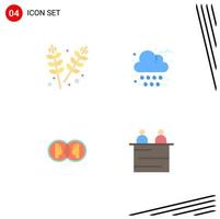 4 paquete de iconos planos de interfaz de usuario de signos y símbolos modernos de agricultura granos de cara lluvia elementos de diseño vectorial editables duplicados vector