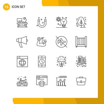 16 esquemas universales establecidos para aplicaciones web y móviles anuncio árbol creatividad planta gracias día elementos de diseño vectorial editables vector