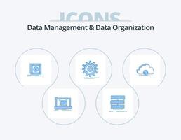 Data Management And Data Organization Blue Icon Pack 5 Icon Design. management. setting. database. server. message vector