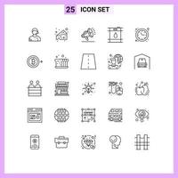 Modern Set of 25 Lines and symbols such as time optimization optimization gdpr clock gasoline Editable Vector Design Elements
