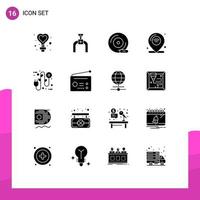 16 Universal Solid Glyphs Set for Web and Mobile Applications wifi internet of things cd internet storage device Editable Vector Design Elements