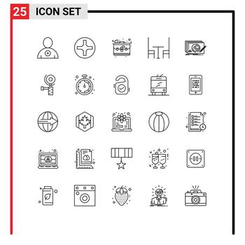 25 Thematic Vector Lines and Editable Symbols of game new day design table Editable Vector Design Elements