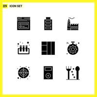 User Interface Pack of 9 Basic Solid Glyphs of gear wireframe factory grid test Editable Vector Design Elements