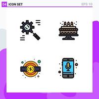 User Interface Pack of 4 Basic Filledline Flat Colors of business service effective cake service legal Editable Vector Design Elements