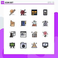 conjunto de 16 iconos de interfaz de usuario modernos signos de símbolos para dispositivos tecnología marketing seo datos elementos de diseño de vectores creativos editables