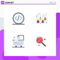 4 Universal Flat Icon Signs Symbols of code bath programming balls cleaning Editable Vector Design Elements