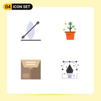 Modern Set of 4 Flat Icons Pictograph of beach e growing pot creative Editable Vector Design Elements