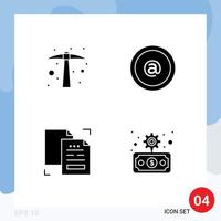Set of 4 Modern UI Icons Symbols Signs for hard work copy tool id document Editable Vector Design Elements