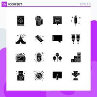 Modern Set of 16 Solid Glyphs Pictograph of medical doctor machine online loan Editable Vector Design Elements