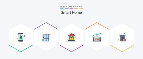 Smart Home 25 Flat icon pack including music system. multimedia. lock. home theater. home vector