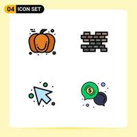 4 Creative Icons Modern Signs and Symbols of pumpkin left day wall cash Editable Vector Design Elements