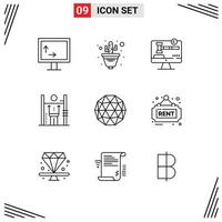 Modern Set of 9 Outlines and symbols such as coin management copyright improvement growth Editable Vector Design Elements