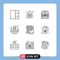 Stock Vector Icon Pack of 9 Line Signs and Symbols for enterprise architecture deliverable health islam fast Editable Vector Design Elements