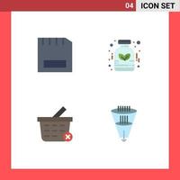 paquete de interfaz de usuario de 4 iconos planos básicos de elementos de diseño de vector editables de compra de hierbas de gadget de cesta de tarjeta