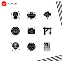 9 Thematic Vector Solid Glyphs and Editable Symbols of international global potato country focus Editable Vector Design Elements