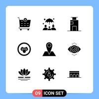 Stock Vector Icon Pack of 9 Line Signs and Symbols for map contact buildings science lab Editable Vector Design Elements