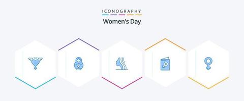 Womens Day 25 Blue icon pack including gender. female. women. invite. female vector