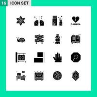 Modern Set of 16 Solid Glyphs and symbols such as easter canada medicine heart scent Editable Vector Design Elements