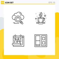 Set of 4 Modern UI Icons Symbols Signs for cloud fitness online heart dumbell Editable Vector Design Elements